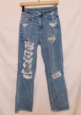 American Eagle Stretch Highest Rise 90s Distressed Boyfriend Jean size 2 Photo 0