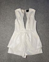 Cream Faux Leather Romper DO+BE Deep V Photo 0