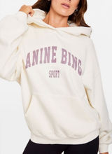 Anine Bing‎ Sport Harvey Womens Cream Hoodie Sweatshirt Purple Letters Sz Large Photo 0