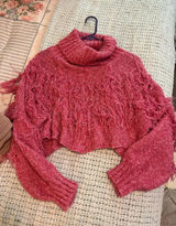 These Three Boutique magenta chunky knit cropped sweater Photo 0