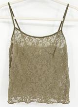 DKNY Womens‎ Y2K 2000s Coquette Sheer Lace Cami Top Camisole Size S Olive Green Photo 0