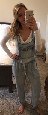 Love Stitch Denim Button Overalls Photo 0
