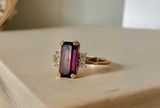 Avon Amethyst Emerald Cut Gold Cocktail Ring “Iphigenia” Classic Purple 9.5 Photo 0