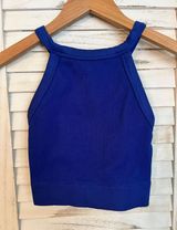 Royal Blue Cross-Back Workout Crop Top Photo 0