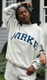 varsity mockneck sweatshirt grey & navy size small/medium NWT Photo 0