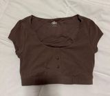 Alo Brown Blissful Henley Bra Top Photo 0