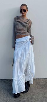 White Linen Skirt Photo 0
