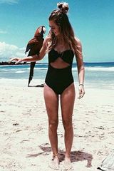 Cupshe Black Scalloped One Piece Photo 0