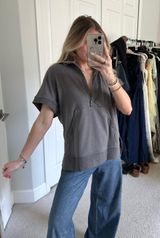 Oversized Quarter Zip Short Sleeve Pullover Photo 0