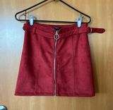Burgundy Faux Suede Skirt Photo 0