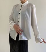 Vince Camuto White Sheer Statement Long Sleeved Button Up Photo 0