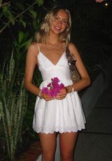 Zara White Spaghetti Strap bohemian crochet summer vacation sundress Dress Photo 0