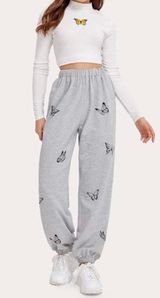 Gray Butterfly Sweatpants Photo 0