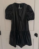 Faux Leather Black Mini Dress XS Photo 0