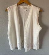Amber Women’s White Grandma Crochet Knit Sleeveless Open Sweater Vest Size Small Photo 0