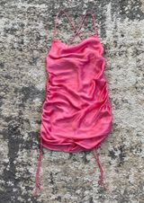 ZARA Fuscia Pink Satin Dress Photo 0