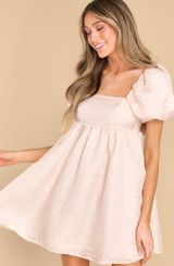 Storia Blush Pink Babydoll Puff Sleeve Cocktail Dress Photo 0