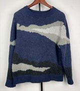 Oak + Fort Blue Gray Black Abstract Pullover Knit Sweater Photo 0