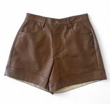 Olivaceous Brown Vegan Leather Shorts Photo 0