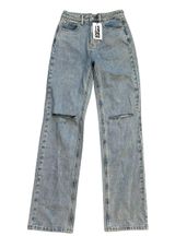 NWT  Holland Straight Leg Jeans Blue Denim US 4 Tall High Rise Photo 0