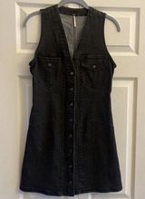Free People Black mini Dress Denim Size 2 Wandering Star Sleeveless Punk Grunge Photo 0