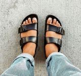 Birkenstock Arizona Eva Black Double Strap Rubber Sandals Photo 0