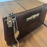 Brighton Vintage  Croco Embossed Leather Crossbody Purse Photo 0