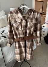 Boutique plaid belted mini dress Brown Photo 0