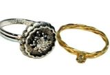 Vintage Floral & Braided Stackable Rings Set Gold Photo 0