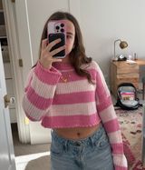 Pink striped Edicked sweater cropped Photo 0