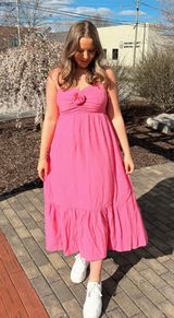 Boutique Rosette Pink Maxi Dress Size L Photo 0
