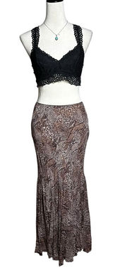 Newport News Snakeskin Print Stretch Maxi Skirt Size 8 | Mermaid Hem Y2K Grunge Photo 0