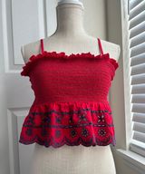 Arizona Jean Co. 100% Cotton Spaghetti Strap Stretch Embroidered Tank Top Photo 0