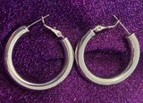 American Eagle Silver Plated Chunky Hoop Earrings  Photo 0