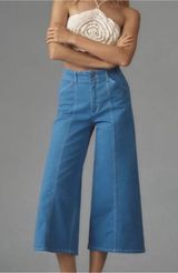 Anthropologie Maeve Delaney Crop Clean Seamed High Rise Wide Leg Jeans Photo 0