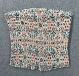 Willow + Root Willow Root Strapless Smocked Floral Top Size Small Cropped Summer Stretch Photo 0