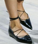 Michael Kors Lace Up Flat Shoes Ballerina Black Leather Flats 6.5 Photo 0