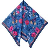 A New Day Floral Scarf Lightweight Square Neck Hair Bandana Blue Red Spring Work Photo 0