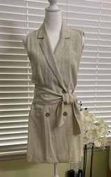 Beige Linen Sleeveless Dress Photo 0