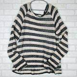 Feather Light Crew Sweater Black White Stripe Size XXL Photo 0