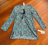 La Blanca Tuvalu Tapa Printed Lace Up Tunic Cover Up Blouse Photo 0