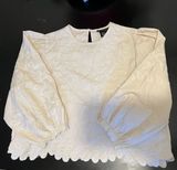 NWOT LIV Los Angeles Cream Embroidered Top Tan Size M Photo 0