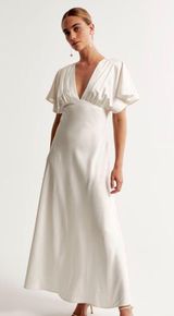 Flutter Sleeve Satin Maxi Dress Photo 0
