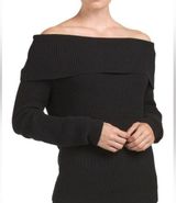 Lovers + Friends womens medium sweater off shoulder black knit date lux long sle Photo 0