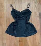 Y2k Victoria’s secret black satin chemise slip dress with lace detailing  Photo 0