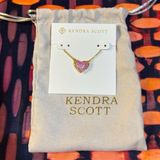KENDRA SCOTT Bubblegum Pink Kyocera Opal Ari Heart Gold Pendant Necklace NWT $98 Photo 0