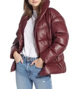 Something Navy  Burgundy Faux Leather Puffer Coat Revolve Red Jacket Fall Winter Photo 0