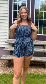 Navy Blue And White Romper Size XL Photo 0