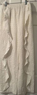 Tularosa Front Ruffle Cover Up White Pants Eyelet Size Small Revolve Cropped Photo 0
