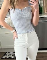 Hello Sunshine Smocked Top gingham blue sweetheart Photo 0